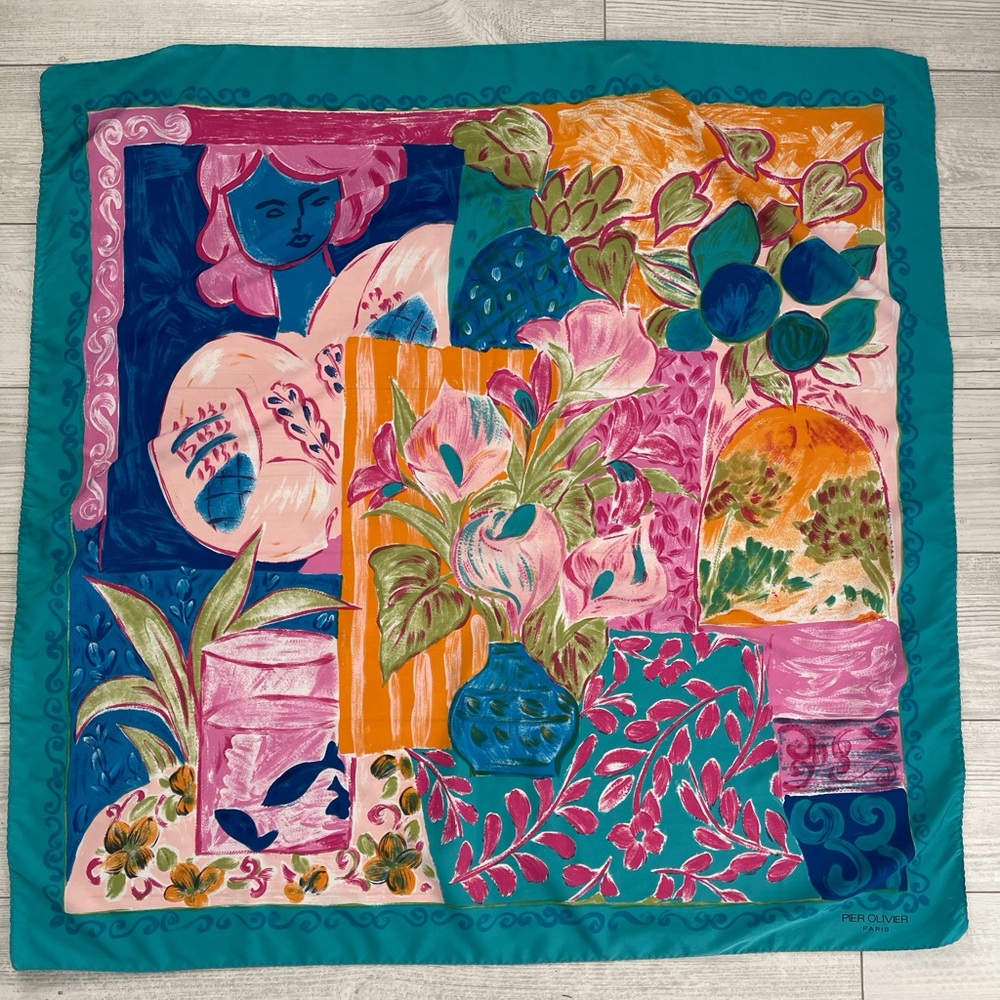 Pier Olivier Paris Floral Graphic Art Print Scarf 35” x 35”in
